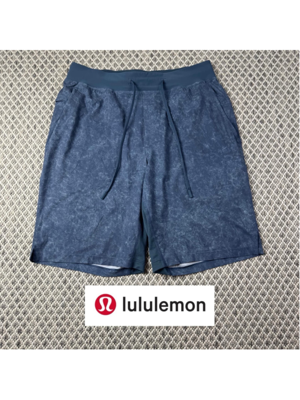 Lululemon Pace Breaker Mens M Linerless Shorts Gravel Dust Iron Blue Multi